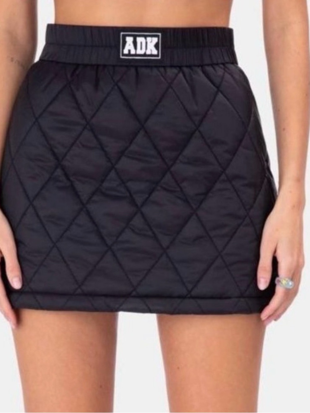 Adika Black Quilted Puffer Mini Skirt